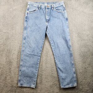Men's Regular Classic Fit Wrangler Rustler Blue Jeans Size 34x30 Cotton Workwear